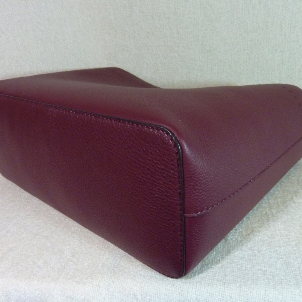 NEW Tory Burch Mcgraw Port/Imperial Garnet Burgundy Leather Large Tote Bag - Picture 7 of 13